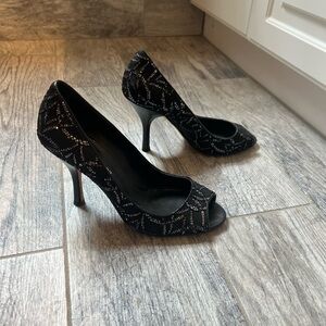 Elegant Black Peep-Toe Heels